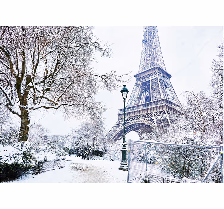 Fotomural de ciudad Torre eiffel nevada en invierno - TenVinilo