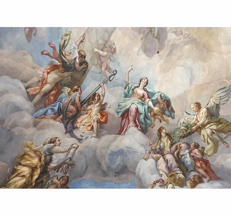 Mural arte clásico figuras celestiales arriba - TenVinilo