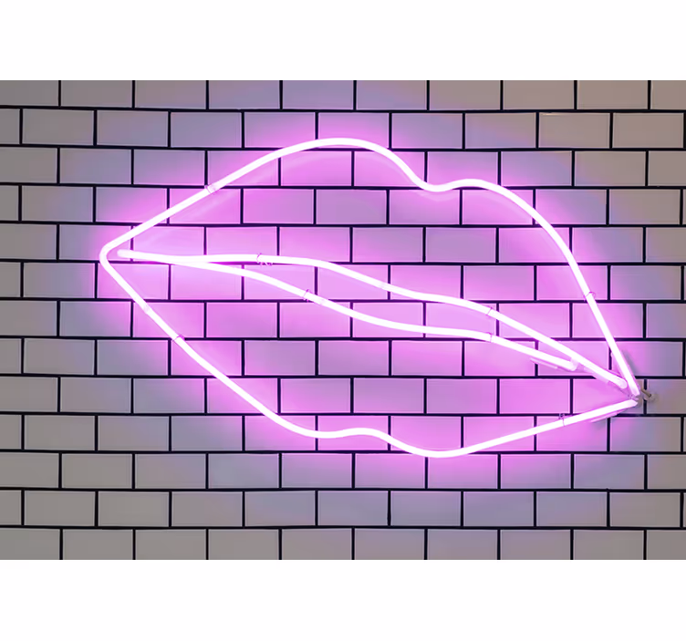 Mural de amor forma de labios de neón - TenVinilo