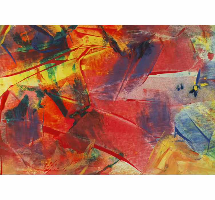 Mural para salón Pintura abstracta roja y amarilla - TenVinilo