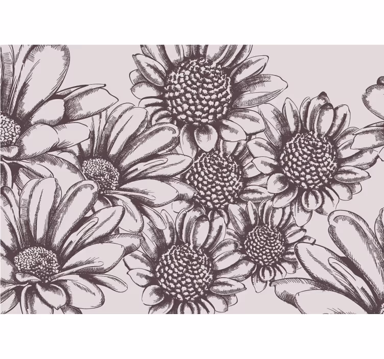 Mural de flores patrón de flores de margarita - TenVinilo