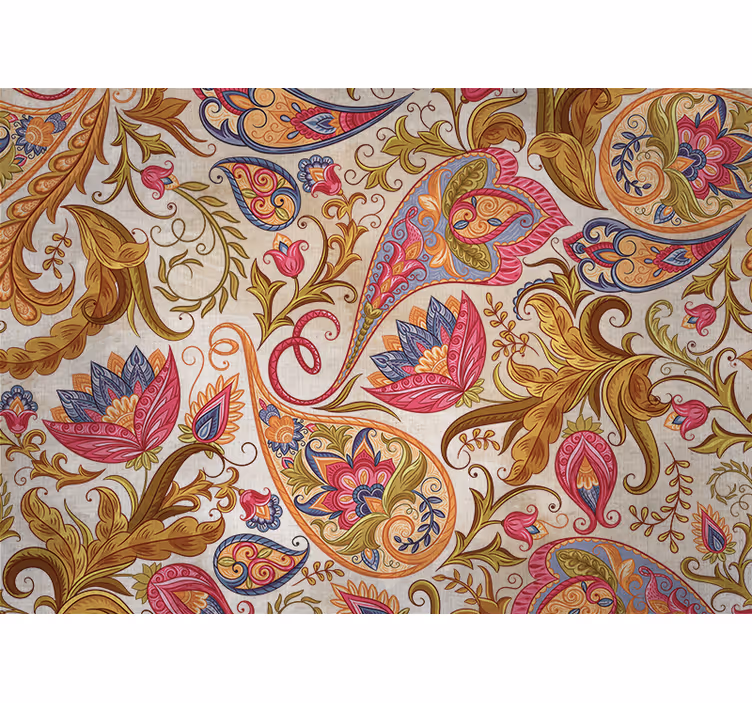 Mural de flores con patrones paisley florales - TenVinilo