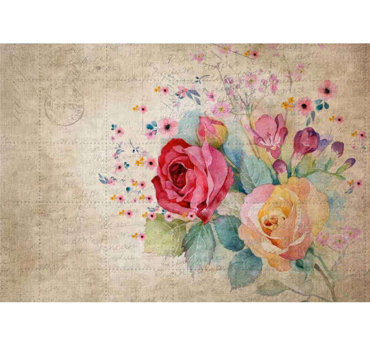 Mural de flores composición de rosas en flor - TenVinilo
