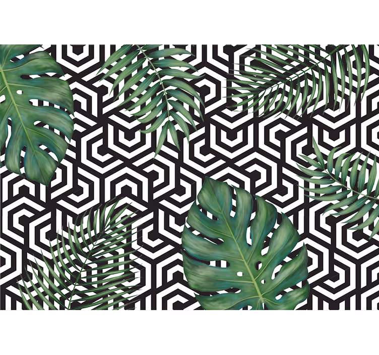 Mural de texturas patrón de hojas geométricas - TenVinilo