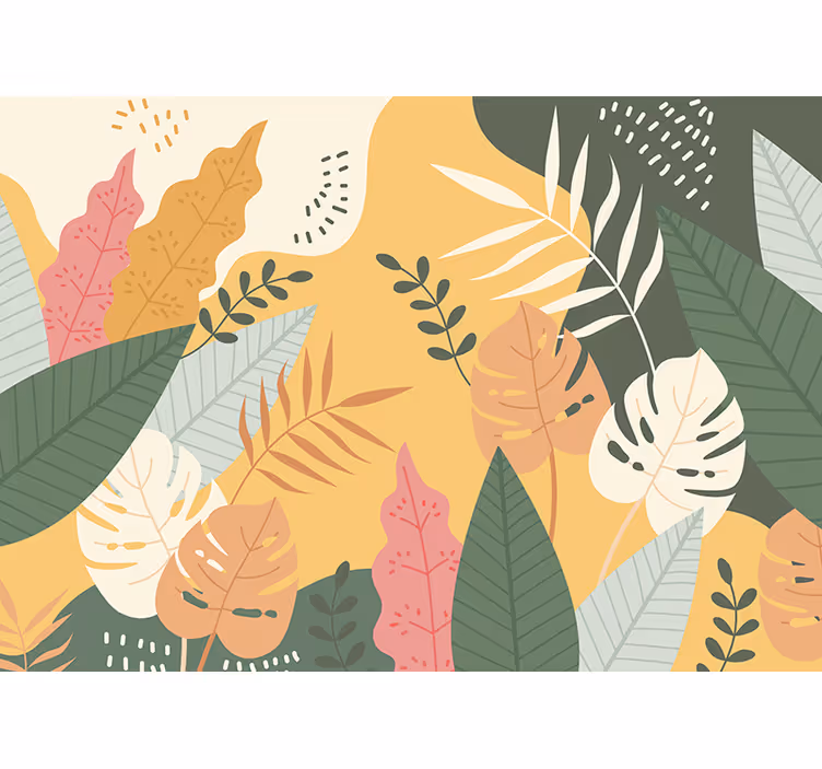 Mural de naturaleza patrones de hojas exuberantes - TenVinilo