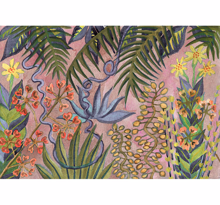 Fotomural de bosque Diseño colorido con plantas exóticas - TenVinilo