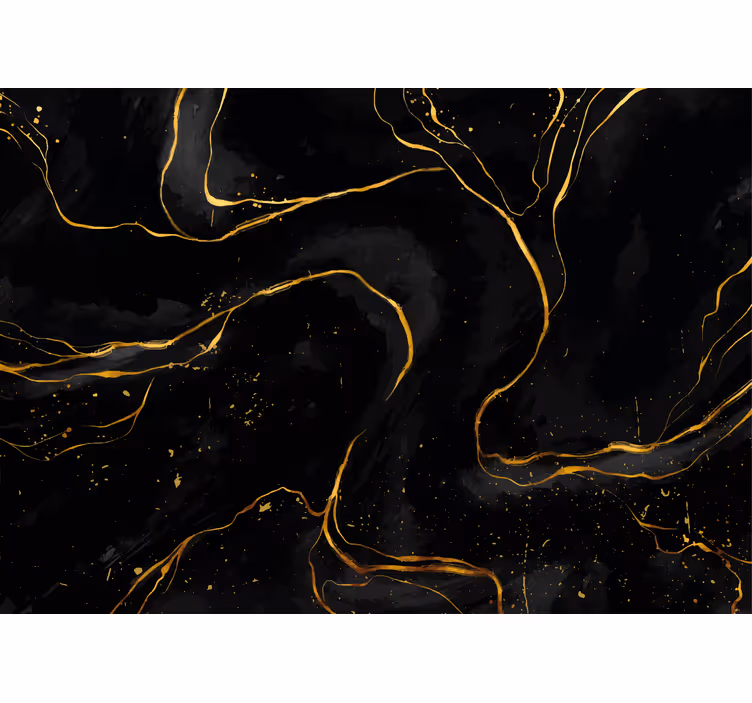 Mural para salón Mármol negro y dorado - TenVinilo