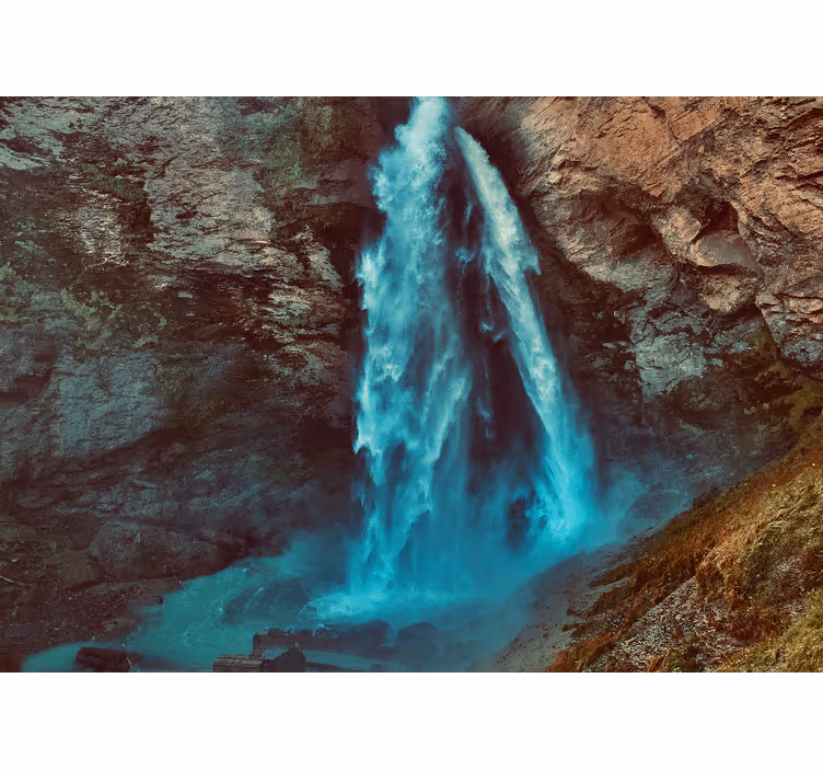 Mural de montañas perspectiva de gran cascada - TenVinilo