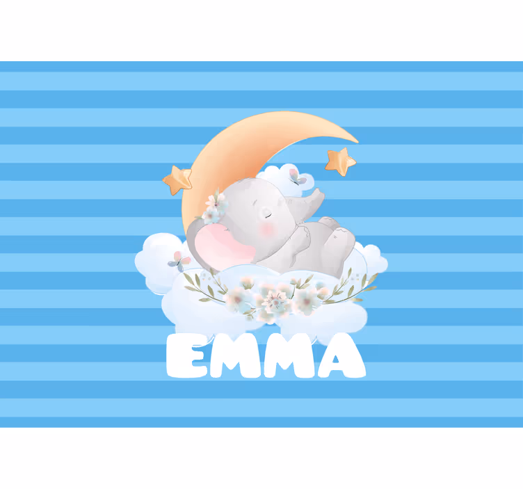 Mural infantil elefante durmiendo diseño - TenVinilo