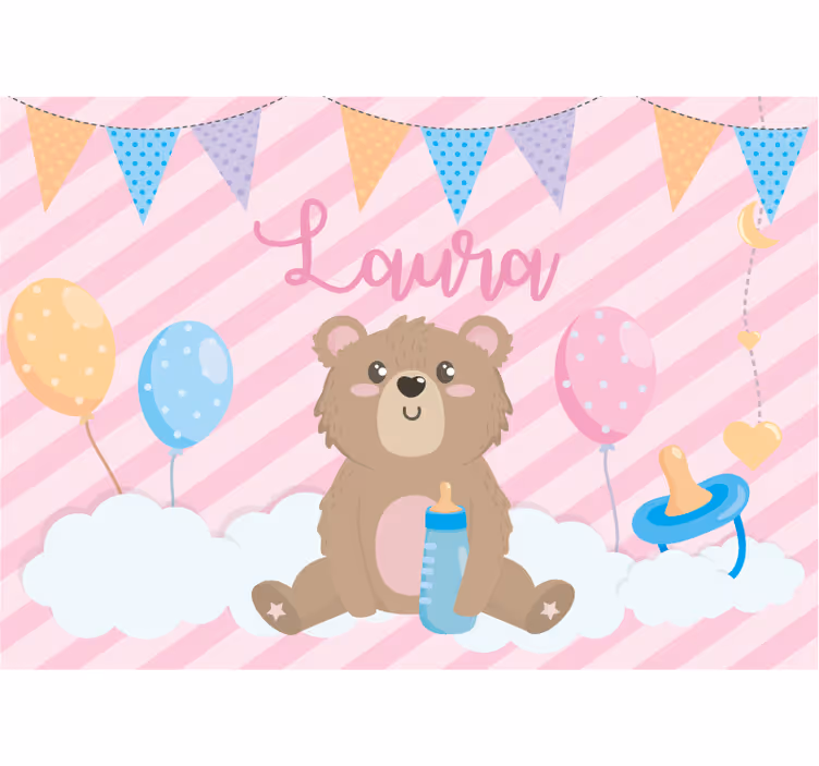 Mural infantil ilustración de oso adorable - TenVinilo