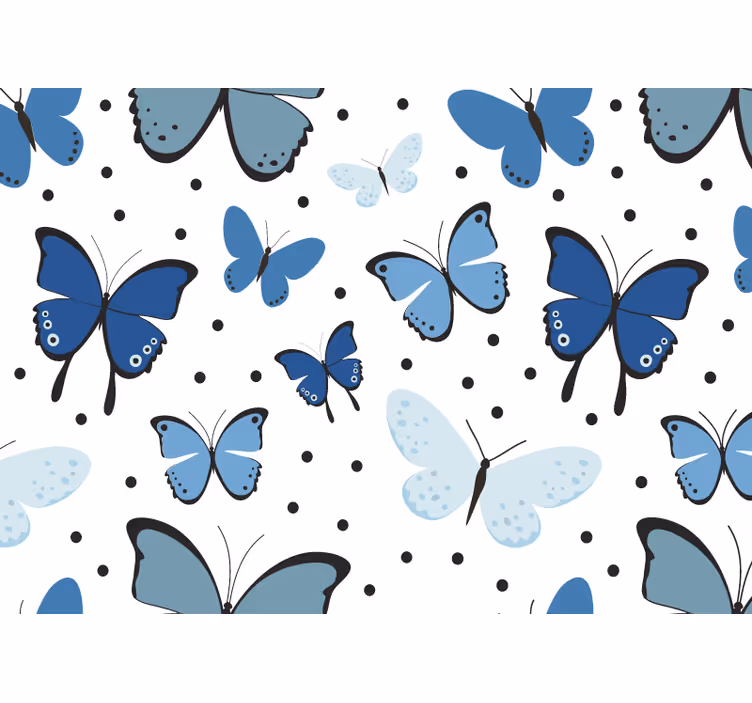 Mural infantil patrón de mariposas azules - TenVinilo