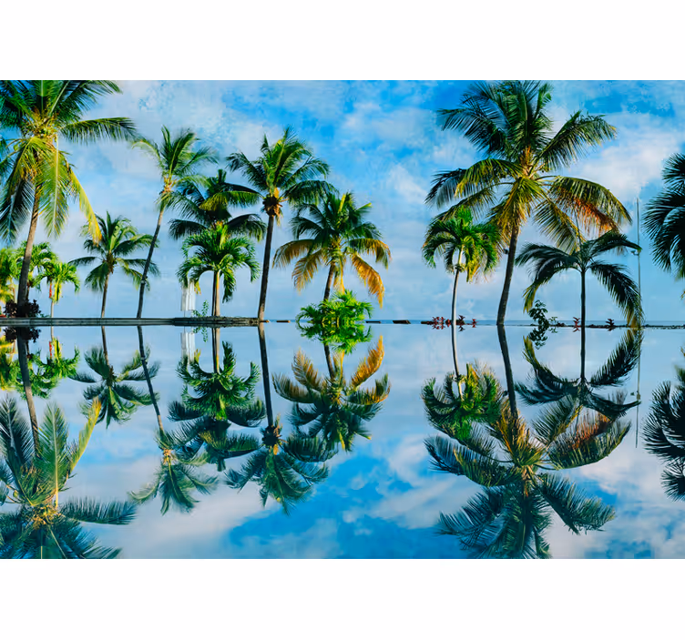 Mural de naturaleza reflexiones de palmas lujosas - TenVinilo
