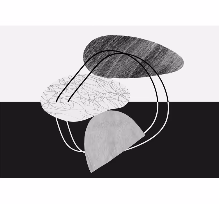 Mural abstracto formas geométricas en mono - TenVinilo