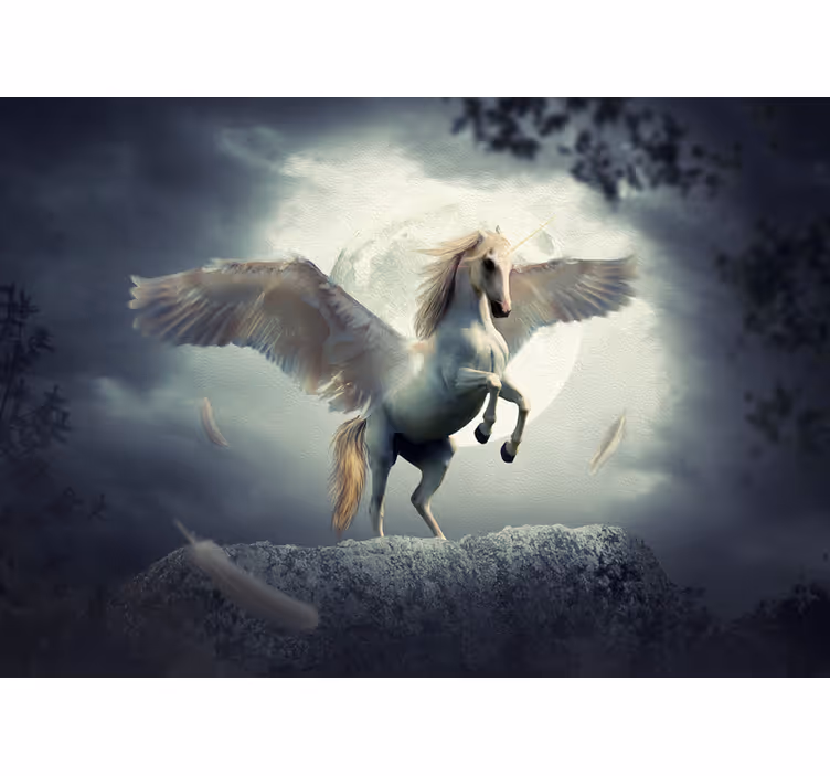 Mural de fantasía unicornio volador - TenVinilo