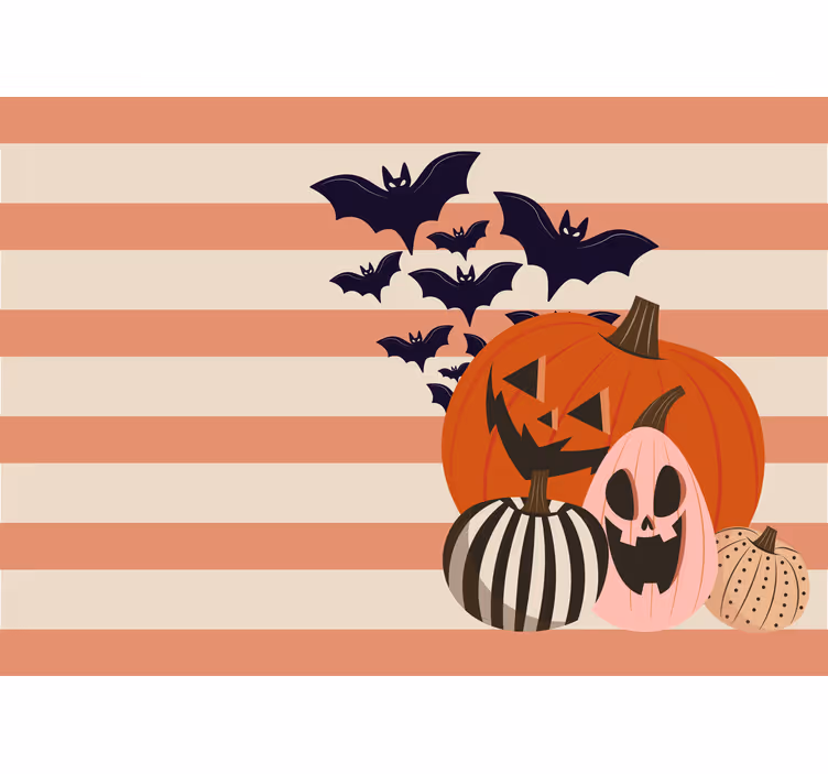 Mural halloween calabazas y murciélagos - TenVinilo