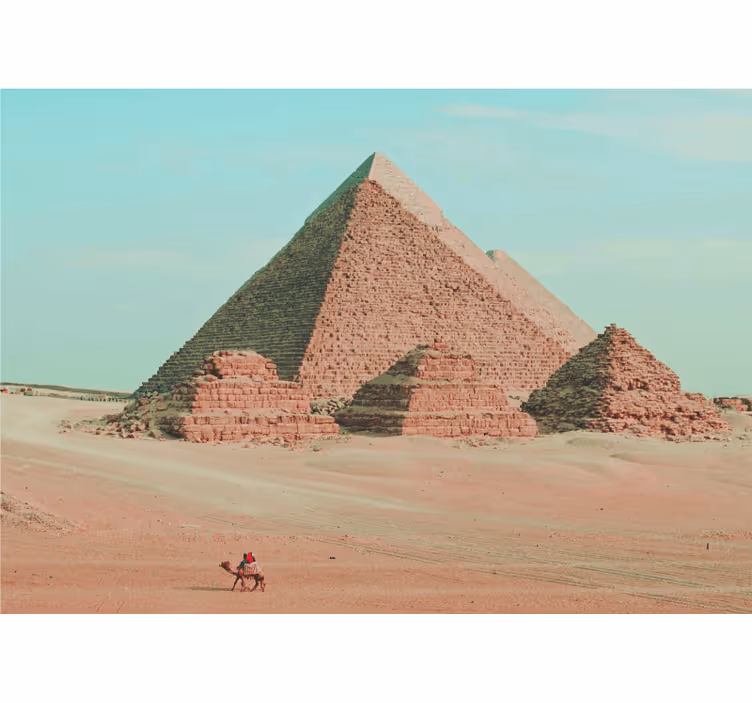 Mural ciudad pyramides e imágenes de camellos - TenVinilo