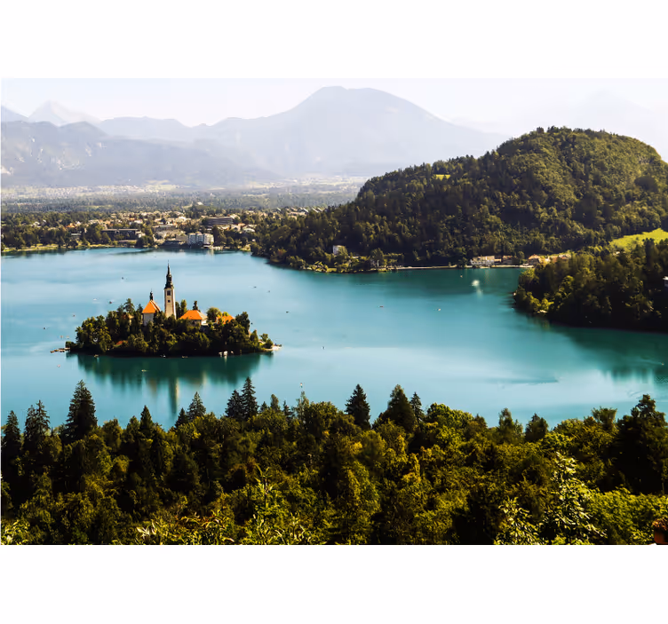 Mural de paisajes isla del lago bled - TenVinilo