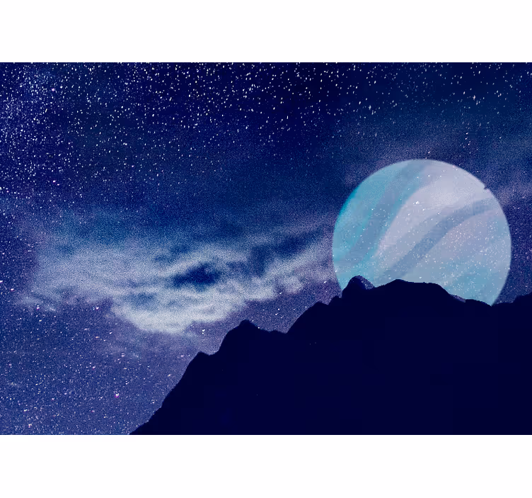 Fotomural juvenil Galaxia azul pintada a mano - TenVinilo