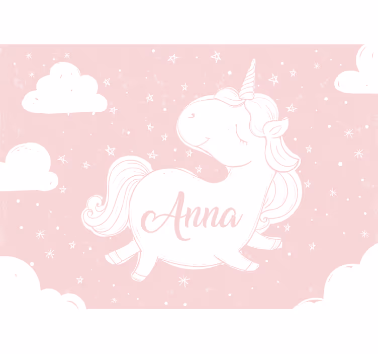 Mural infantil diseño de unicornio juguetón - TenVinilo