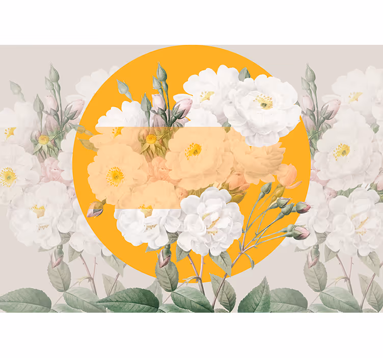 Mural de flores composición floral en floración - TenVinilo