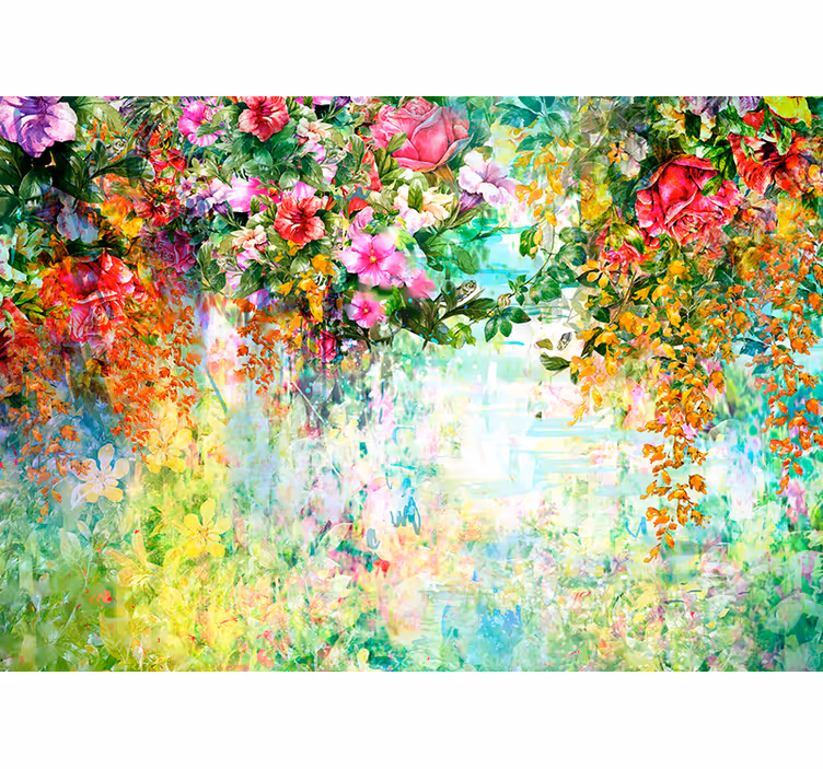 Mural de flores diseño de flores en flor - TenVinilo