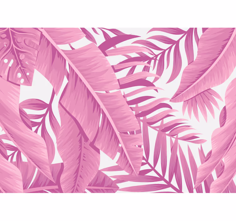 Mural para salón Hojas de palmera rosa tropical - TenVinilo