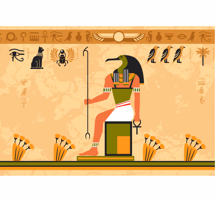 Mural de animales dios egipcio thoth - TenVinilo