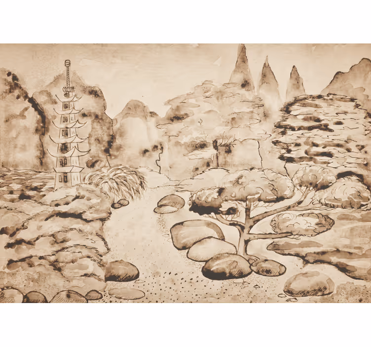 Mural de naturaleza escena de paisaje sereno - TenVinilo