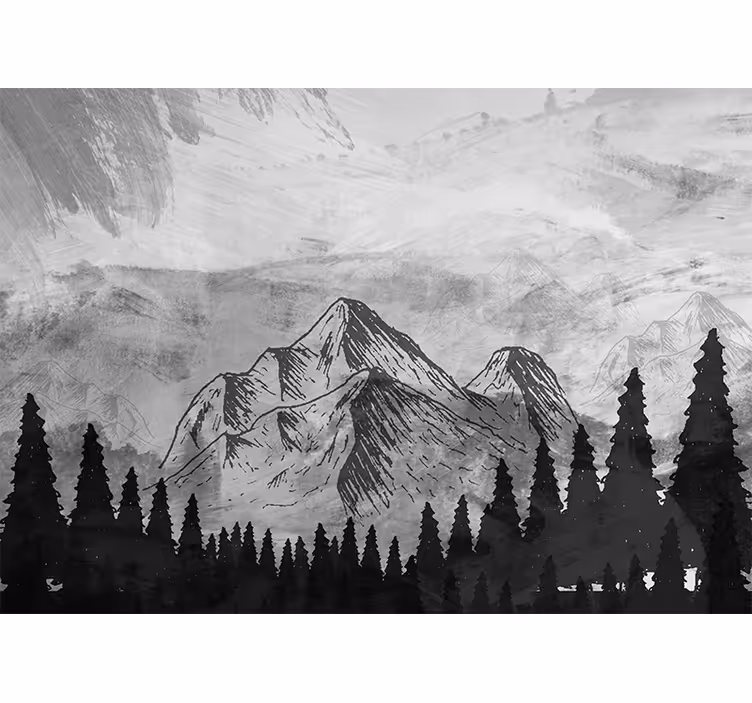 Mural de montañas majestuosos picos grises - TenVinilo