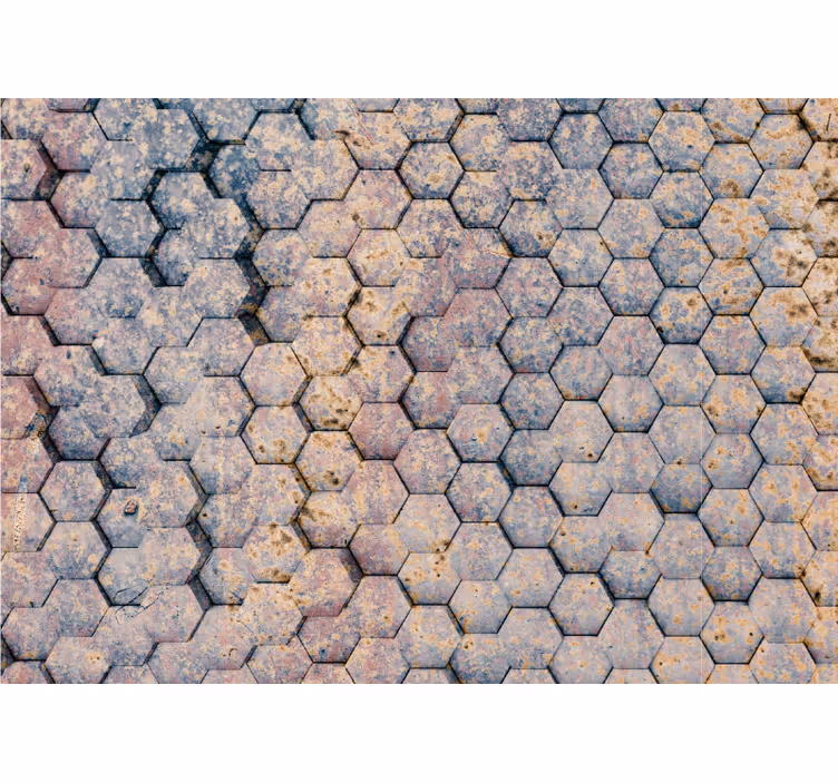 Mural de textura patrón de piedra hexagonal - TenVinilo