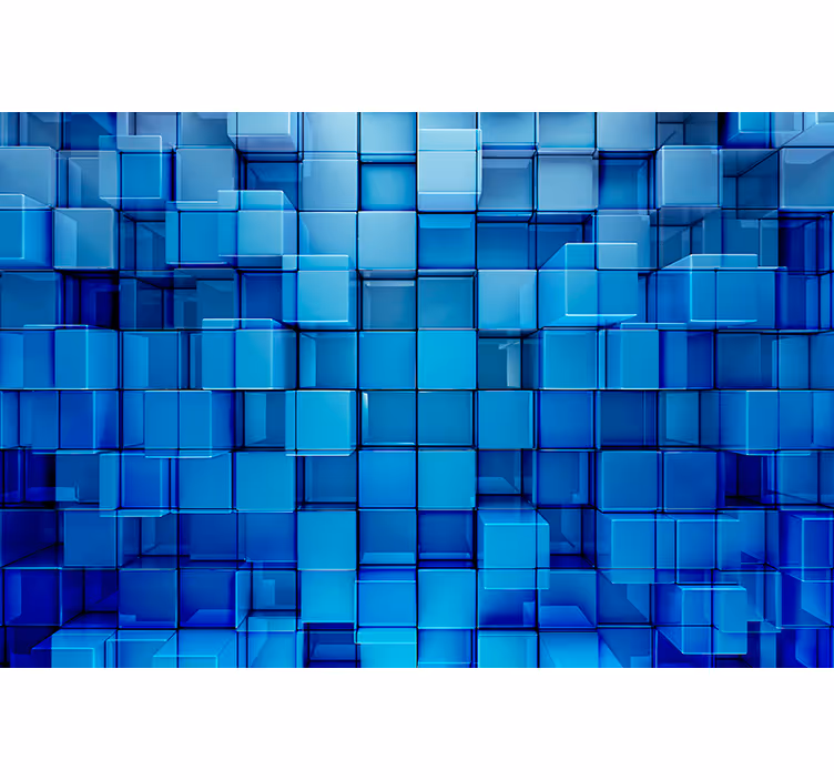 Mural abstracto arreglo de cubos geométricos - TenVinilo