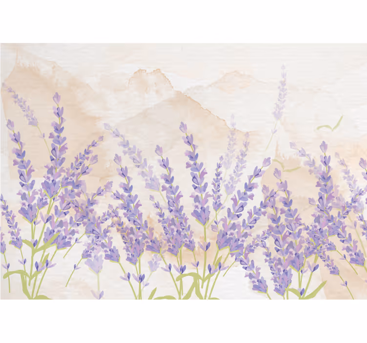 Mural de flores escena de campos de lavanda - TenVinilo