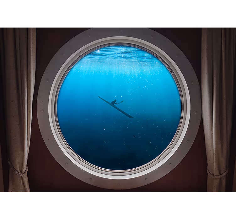 Mural de mar escena de kayak submarino - TenVinilo
