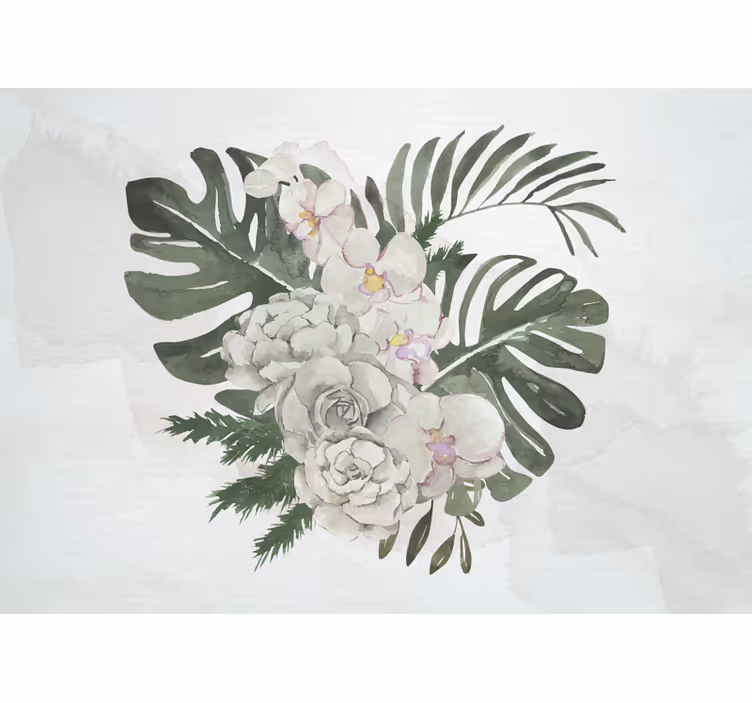 Mural de flores composición floral elegante - TenVinilo