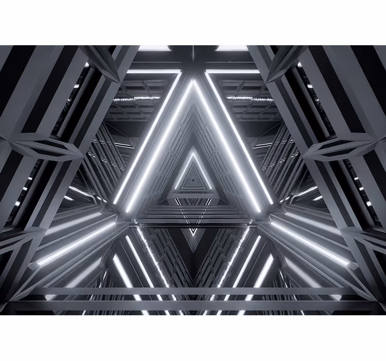 Mural abstracto patrón luminescente triangular - TenVinilo