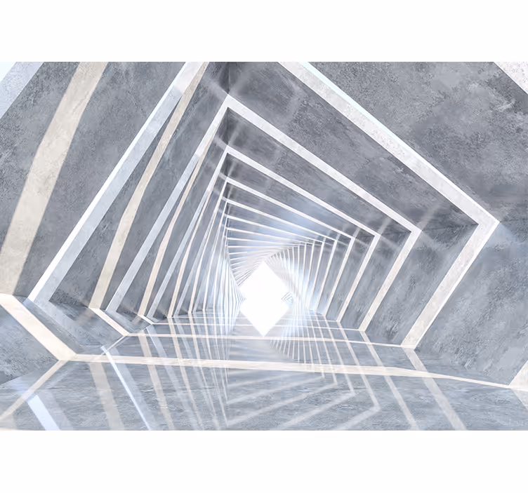 Mural abstracto perspectiva geométrica en profundidad - TenVinilo