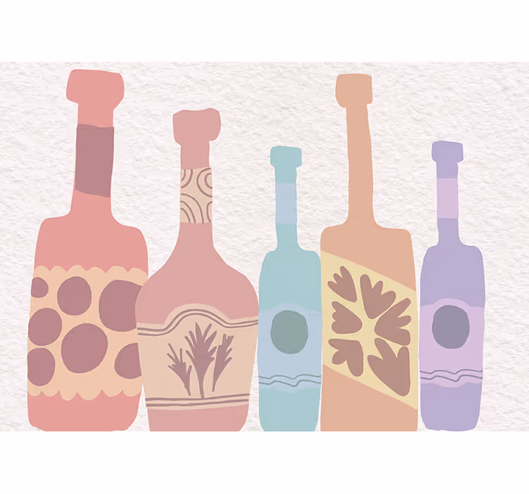 Fotomural para entrada Botellas dibujadas a mano - TenVinilo