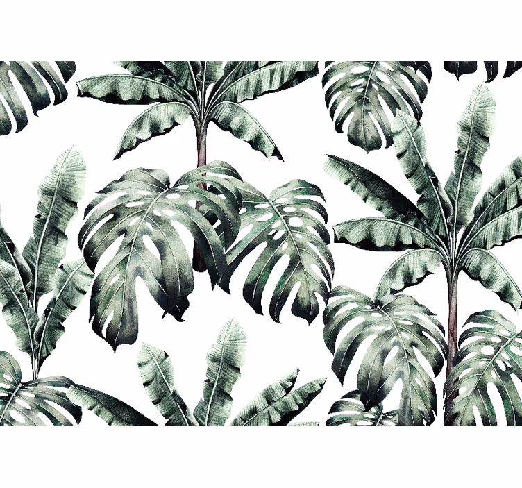 Mural de selva hojas tropicales lujuriosas - TenVinilo