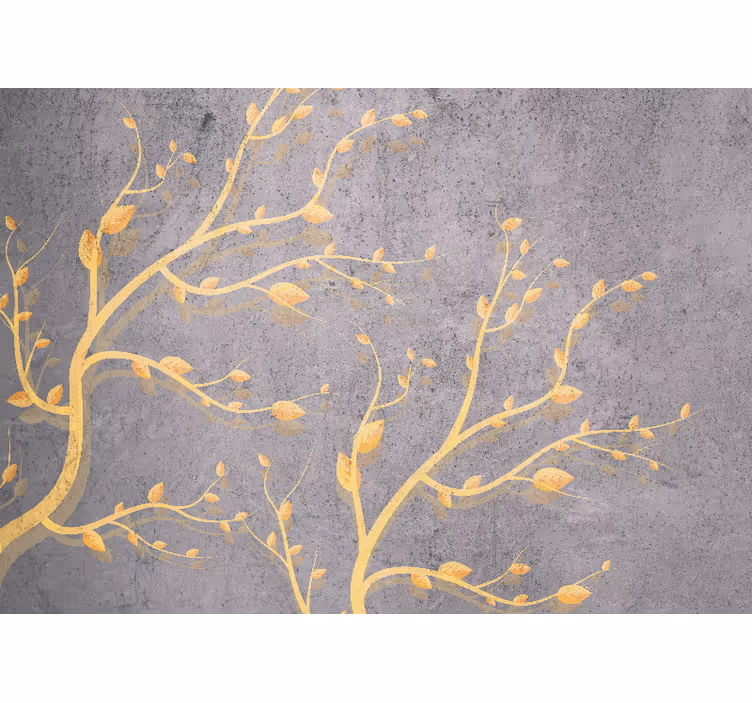 Mural de naturaleza hojas doradas enredadas - TenVinilo