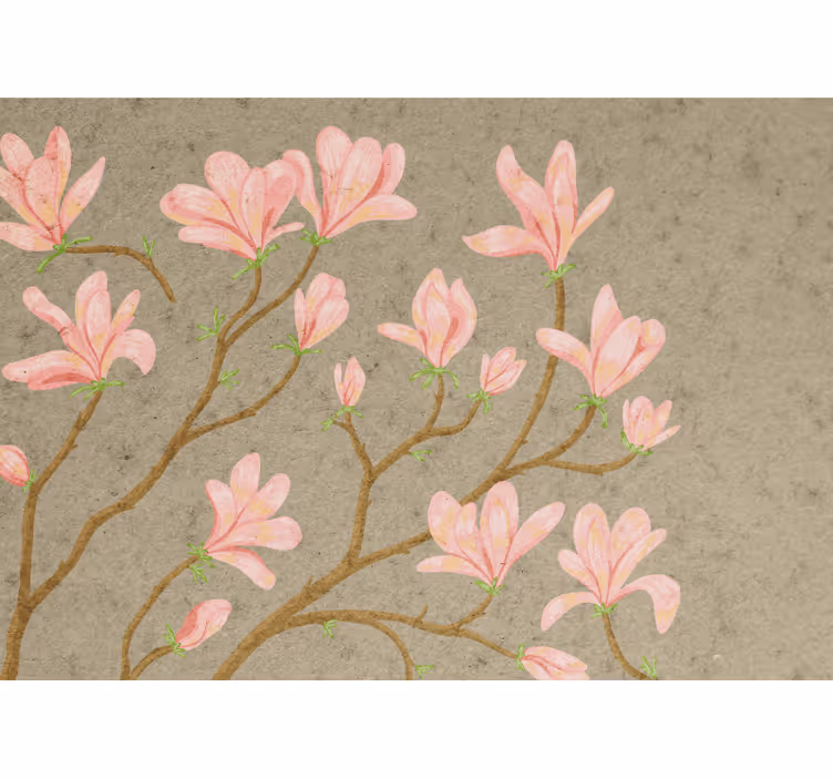 Mural de flores flores de magnolia rosa - TenVinilo