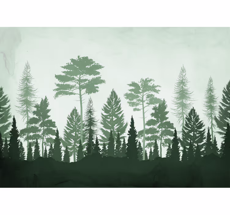 Mural de bosque bosque verde frondoso - TenVinilo