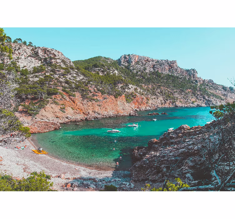 Fotomural mar Hermosa playa con rocas mallorca - TenVinilo