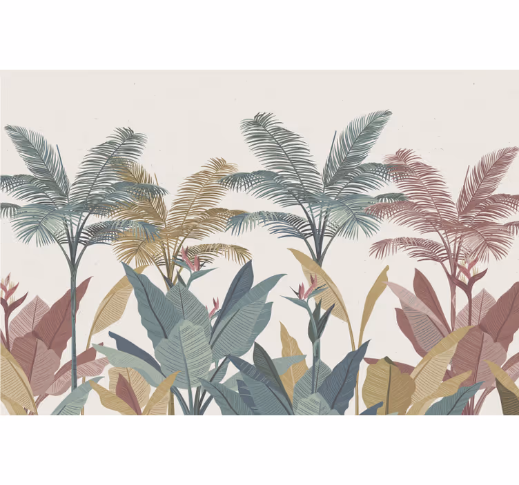 Mural de naturaleza paraíso de palmas tropicales - TenVinilo