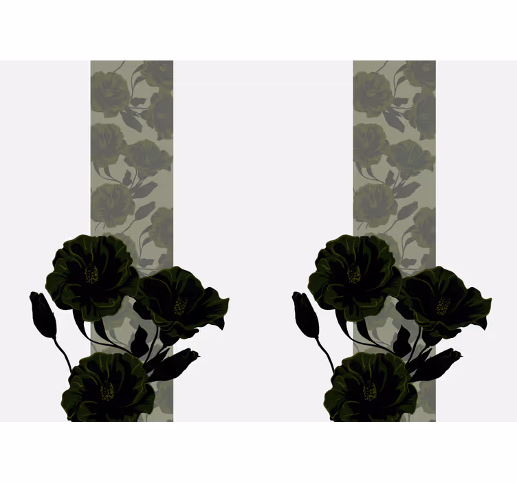 Mural de flores elegantes flores negras - TenVinilo
