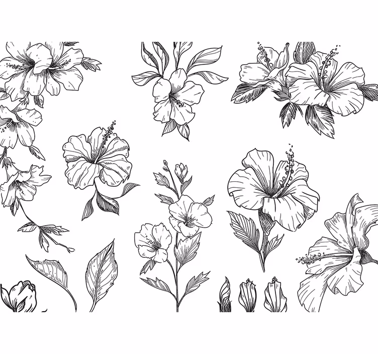 Fotomural flores Dibujo de flores - TenVinilo