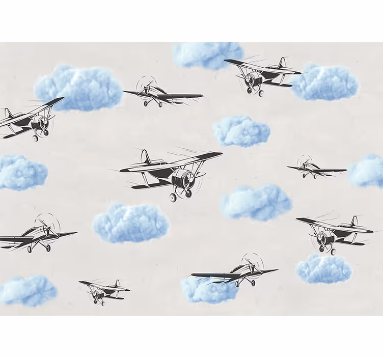Mural de vehículos aviones vintage voladores - TenVinilo