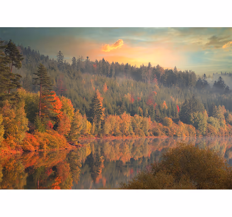 Mural de paisajes reflejo serene de otoño - TenVinilo