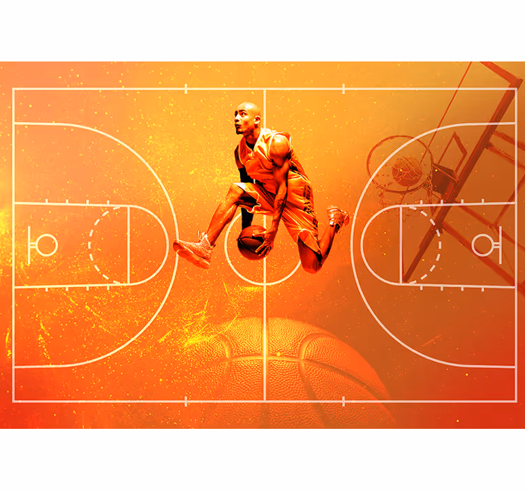 Mural infantiles pared Collage de baloncesto - TenVinilo