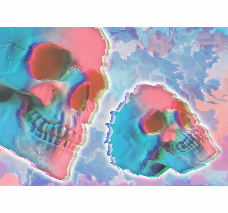 mural psicodélico de la pared de la cabeza de la muerte - TenVinilo