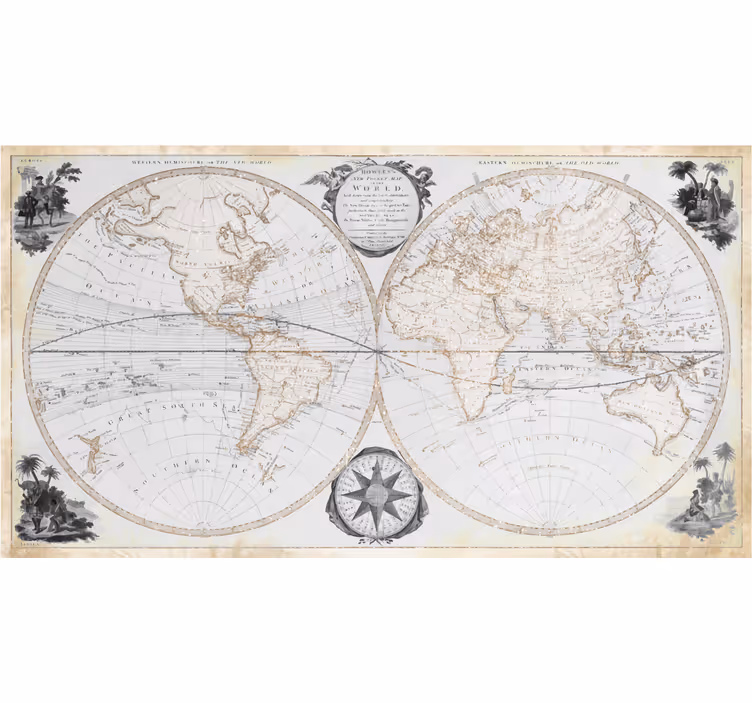 Fotomural para oficina mapa del mundo vintage a acuarela - TenVinilo